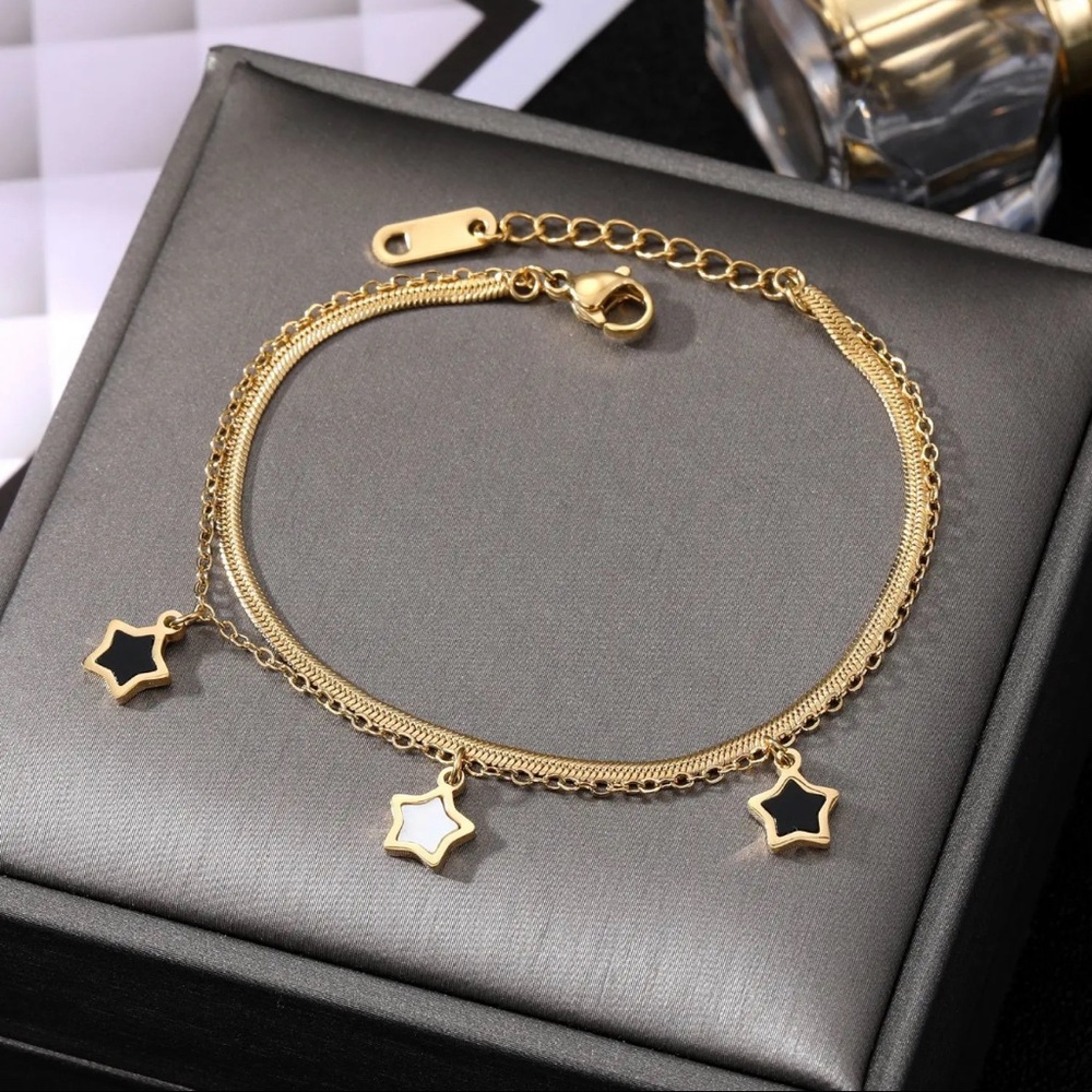 Fashion Star Titanium Steel Enamel Women's Bracelets, Double Layer Bracelet